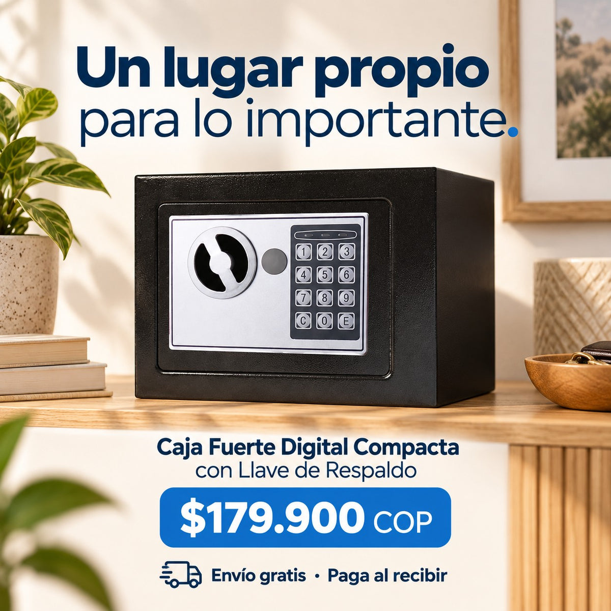 Caja Fuerte Digital Compacta con Llave de Respaldo con precio de $179.900 COP, envío gratis y pago al recibir