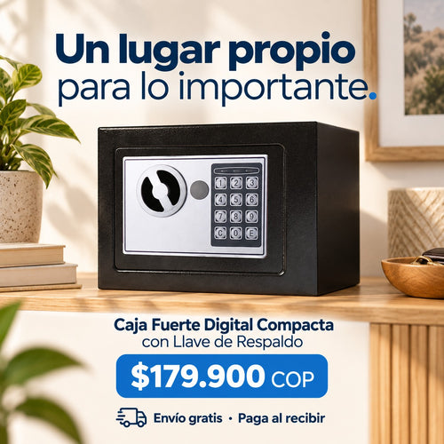 Caja Fuerte Digital Compacta con Llave de Respaldo con precio de $179.900 COP, envío gratis y pago al recibir