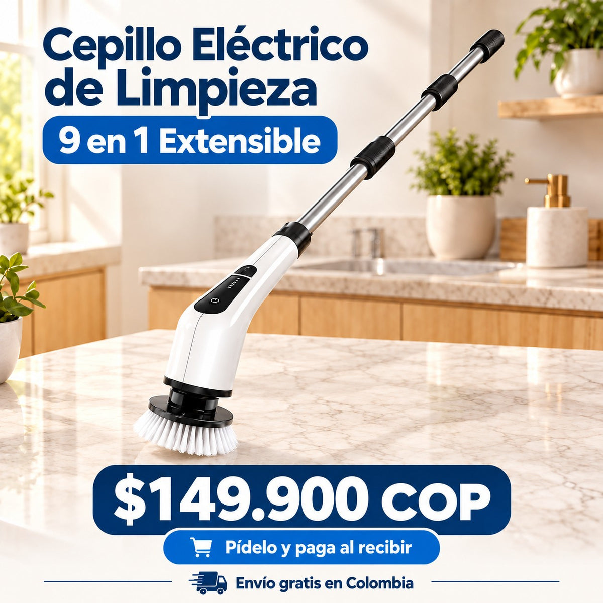 Cepillo Eléctrico de Limpieza 9 en 1 Extensible por $149.900 COP, con envío gratis en Colombia y pago al recibir