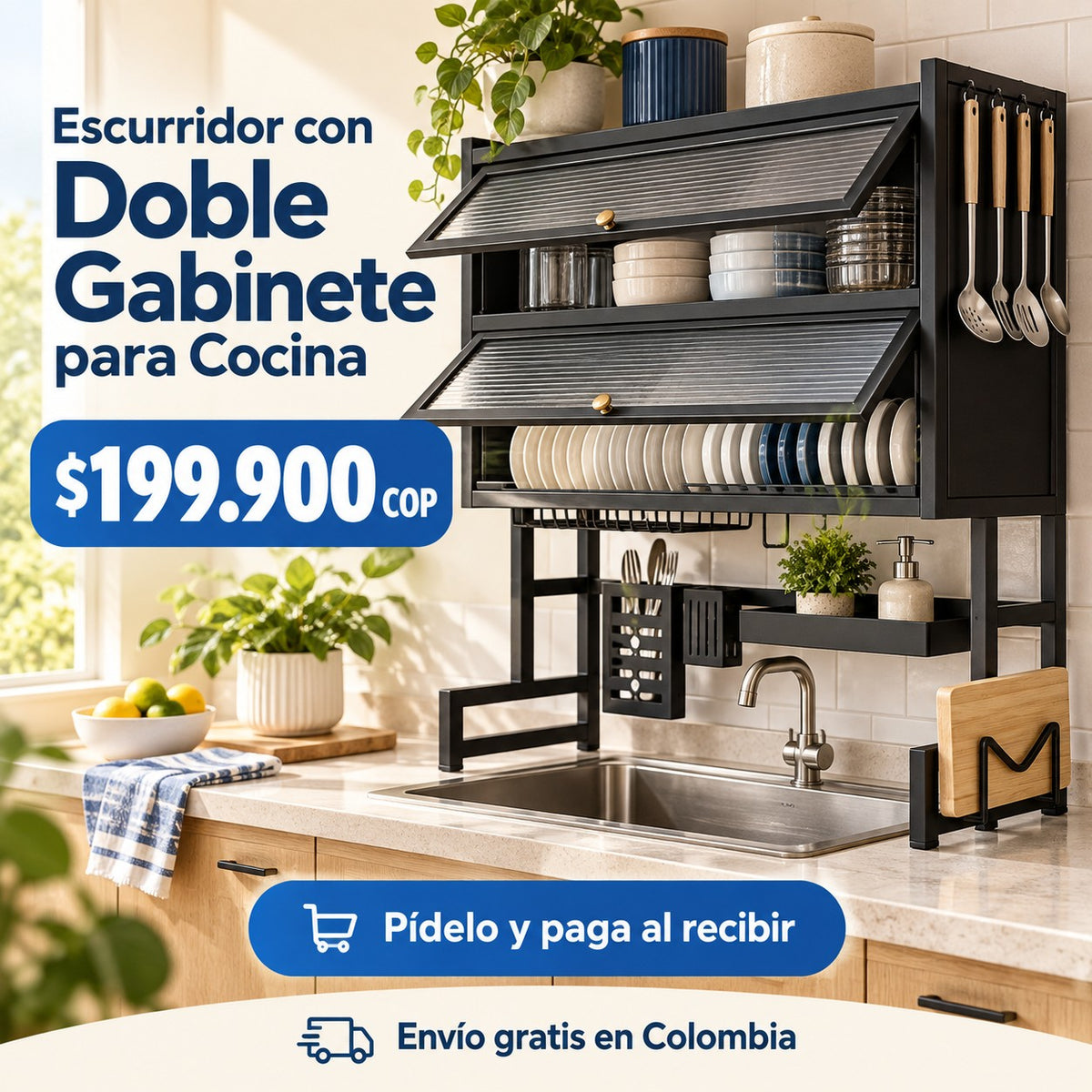 Escurridor con Doble Gabinete para Cocina por $199.900 COP, con envío gratis en Colombia y pago al recibir
