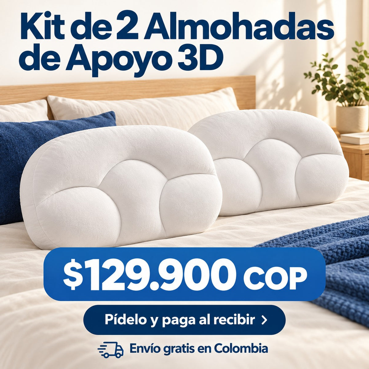 Kit de 2 Almohadas de Apoyo 3D por $129.900 COP, con envío gratis en Colombia y pago al recibir