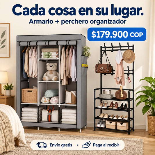Combo Armario de Tela + Perchero Organizador con precio de $179.900 COP, envío gratis y pago al recibir