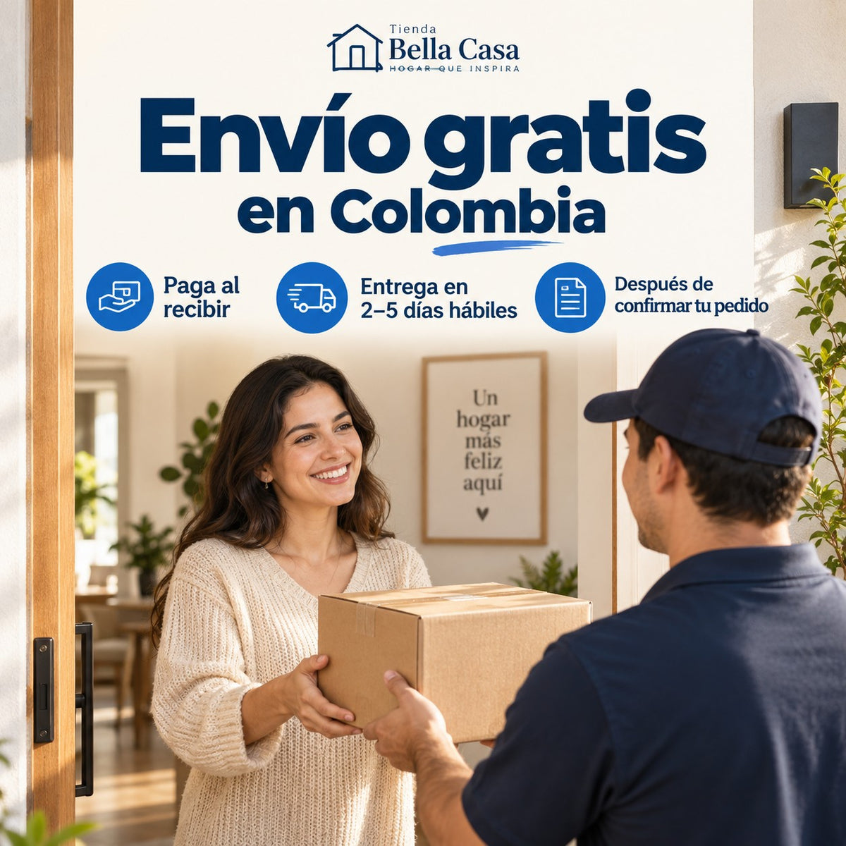Envío gratis desde Colombia, entrega de 2 a 5 días hábiles después de confirmar el pedido y pago al recibir